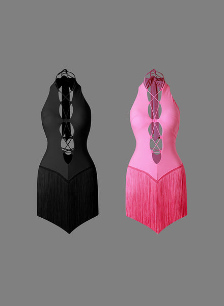 ZYM Fringe Flair Dress in Barbie Pink 2350