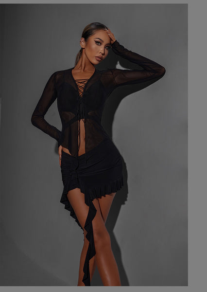 Free Australia-wide shipping.  Best price worldwide.  Introducing our Lace Mesh Top where elegance meets sensuality. This stunning garment combines laced up detail with delicate mesh accents, creating a mezmerizing ensemble that captures attention with every move.