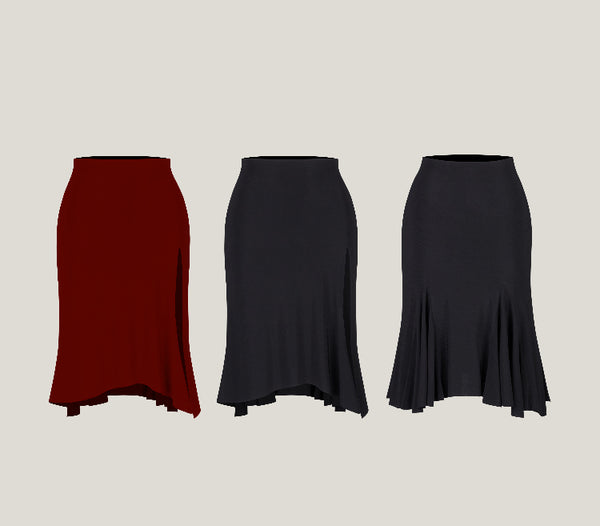 Free Australian Shipping - Best Price Worldwide.&nbsp;  Perfect for those who appreciate subtlety and elegance, Bavarois Skirt is ideal for both casual outings and special occasions alike. It reveals just the right amount of skin while ensuring a sense of security with its modest length, designed with smooth, flowing curves and a subtly revealing high slit. The irregular hemline, meticulously adjusted for folds and layers, creates a naturally cascading effect. Perfect for practice, performance, dance medals