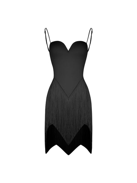 Free Australia-wide Shipping.&nbsp; Best price worldwide with tracking.


Sway with the Sway Fringe Dress.
This stunning piece combines a spaghetti strap top with a fringed skirt, perfectly framing your collarbone and shoulders while adding a playful, flowing energy to every step.The daring open back makes a bold statement, and the wave-shaped waistline enhances your natural curves, creating a balanced and harmonious silhouette.