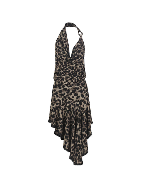 Free Australia-wide Shipping - Best Price Worldwide.

Soft draping at the halter neckline is accented with a delicate side embellishment, adding a refined touch to the silhouette. The open back flows into a voluminous asymmetric silhouette, finished with custom diamond mesh trim along the hem that catches the light as it moves. Perfect for Cha Cha, Rumba, Salsa, Samba dance practice, performance &amp; DanceSport Competitions or a great little dress for clubbing and parties.&nbsp; Please not that the inner t