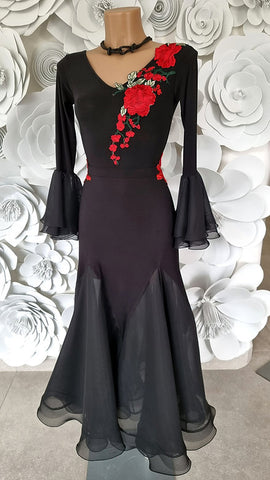 SALE Alfa Fashion Italy Black Spanish Rose Dress