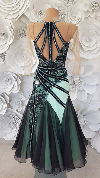 SALE Ballroom Dress "Black Mint"