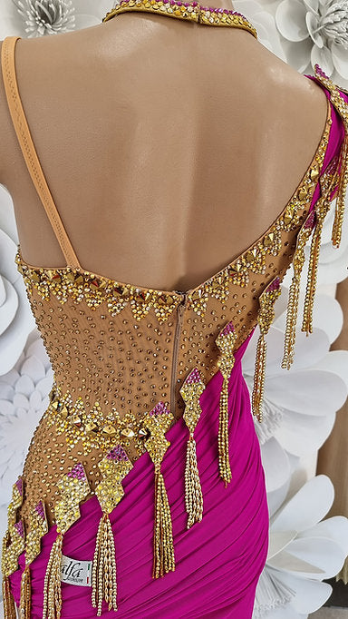 SALE Latin Dress "Fuchsia Gold" Dancewear For You SALE Latin Dress "Fuchsia Gold" Dancewear For You