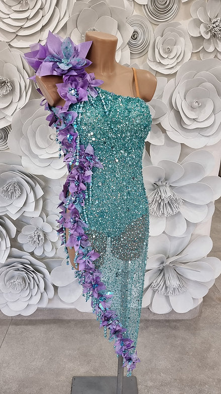 aqua and purple dress Magical Mermaid Princess Dress - Purple & Aqua Fairy Dress Multicolor Party Gown for Girls- Ocean Dream Dress - Mermaid Birthday Gown