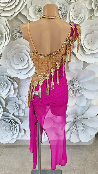 SALE Latin Dress "Fuchsia Gold"