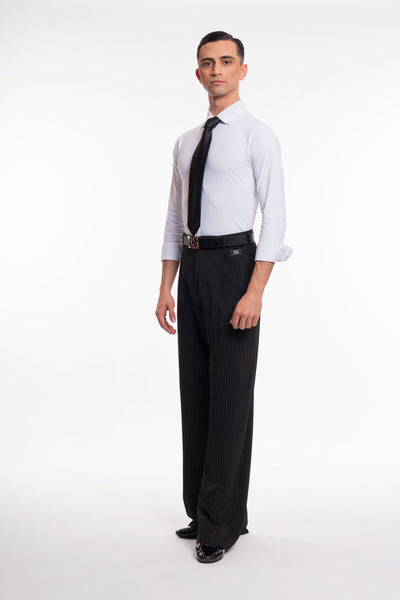 RS Atelier Lorenzo Fashion Men’s Ballroom Trousers | Black & White Pinstripe