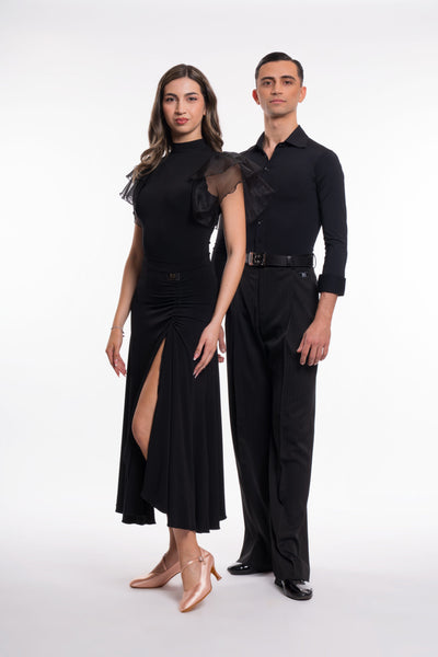 RS Atelier Lorenzo Trendy Men’s Ballroom Trousers | Black Stripe Black