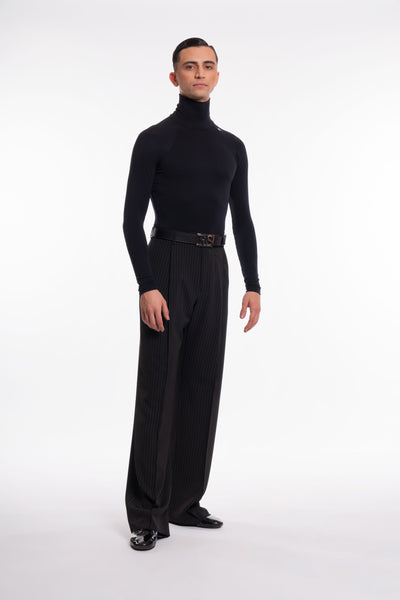 RS Atelier Lorenzo Fashion Men’s Ballroom Trousers | Black & White Pinstripe
