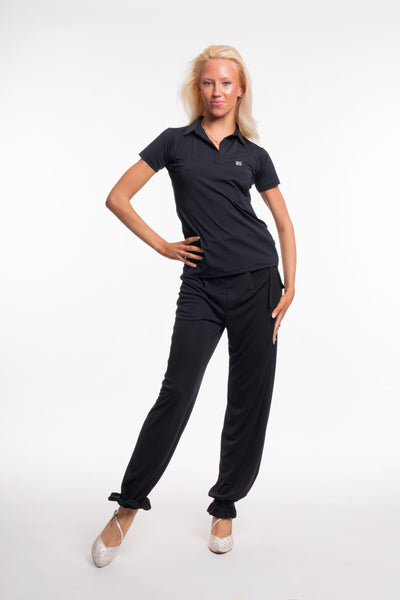 RS Atelier Silvia High-Waist Trousers with Velvet Details for Day Wear, Ballroom, Latin & Tango Dancing