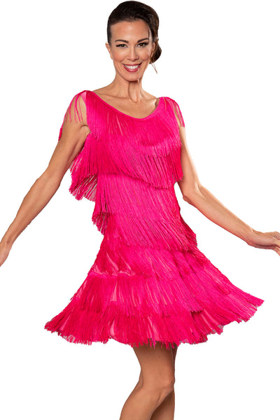 Full Fringe Dress D2420 in Various Colours: Sleeveless, Short - Knee Length Fringe Dress with Scooped Neckline for Latin, Salsa, Samba Dance, Events/Evening Wear, Social Dancing, Dance Performance & DanceSport Competitions