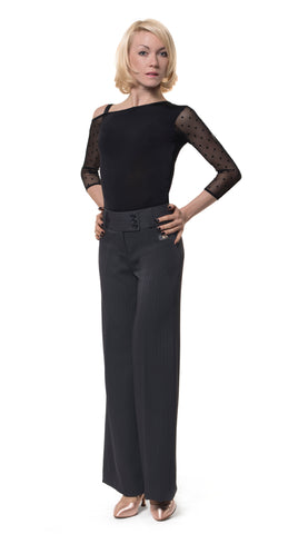 RS Atelier Daria London Ladies Dance Practice Trousers Grey Stripe Grey | Ladies Fashion Trousers for Dance Practice, Teaching, Social Dancing & Day Wear