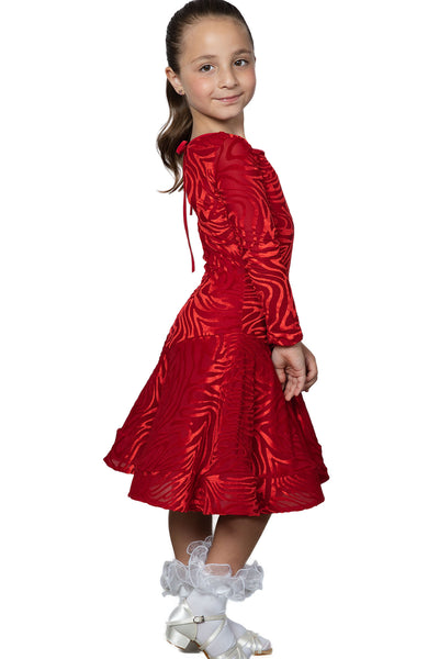 Girls Juvenile Latin Dress JR-D1V | Velvet Ballroom Latin Dress for DanceSport Competitions, Medal Exams & Performances in Various Colours