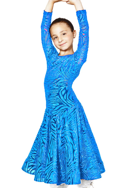 Girls Juvenile Ballroom Dress JR-D2V | Velvet Standard Dress for DanceSport Competitions, Medal Exams & Performances