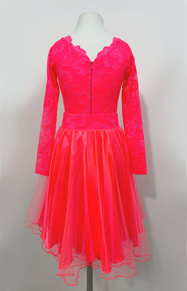 FREE Australia-wide shipping - fast &amp; secure with tracking!&nbsp; Best price guaranteed on worldwide shipping.

Juvenile 2 piece dress in bright Salmon (Chrisanne) colour, lace leotard and satin skirt with a layer of delicate tulle.&nbsp;

Brand New, available in size 7/8 yrs. Size 7/8 suits Approx Height 132cm, Bust 64-66cm, Waist 58-59cm, Hip 69-72cm.