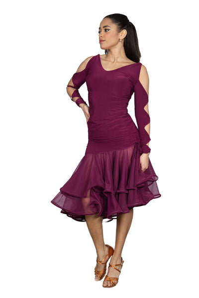 Long Sleeved Top with Embellished Lattice Sleeves T2409 in Various Colours | Fitted Stretch Top for Day Wear, Evening Wear, Social Dancing & Dance Practice