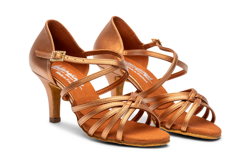 Flavia Ladies Latin Shoe - Tan Shimmer