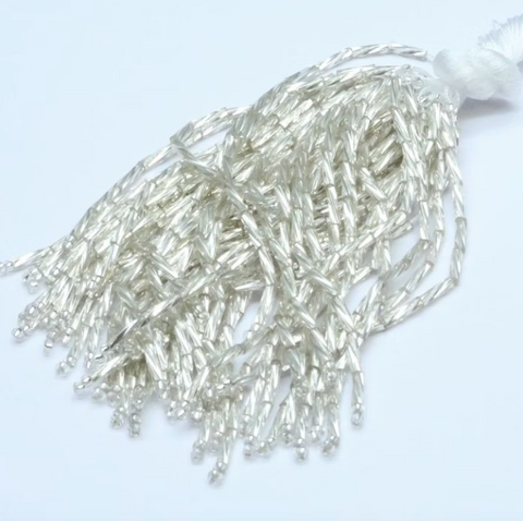 Chrisanne Clover Twisted Glass Bead Dropper - Silver