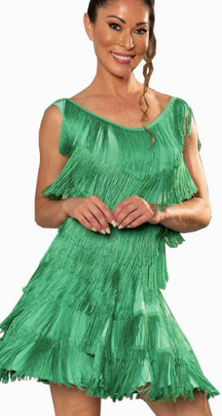 Full Fringe Dress D2420 in Various Colours: Sleeveless, Short - Knee Length Fringe Dress with Scooped Neckline for Latin, Salsa, Samba Dance, Events/Evening Wear, Social Dancing, Dance Performance & DanceSport Competitions