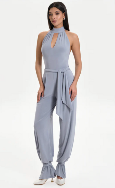 Trousers "Mason" by Danza in Soft Grey - Best Selling Stretch & Comfortable Wide Leg Pants with Optional Ankle Straps for a Tapered Look for Ballroom Dance Practice, Day Wear, Casual Wear, Social Dancing