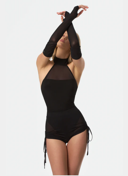 Bodysuit Adriana Plus Shorts Gisele Plus Sleeves Miranda 3 Piece Bundle | Sleeveless Halter Style Bodysuit Plus Mesh Shorts | Dance Performance, Evening Wear, Clubbing & Party Outfit