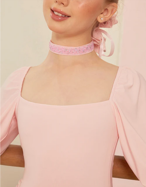 Fairy Dress 25071 in Creamy Pink - Girls & Teens Dress with Square Neckline, Soft Puffed Long Sleeves & Circle Skirts for Dancewear, Parties & Events