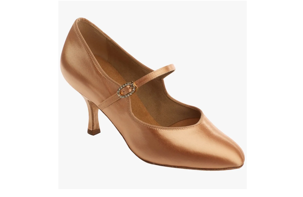 Australia-wide priority shipping with tracking is already included in the price of all Supadance Shoes.&nbsp; Nothing more to pay!&nbsp; Contact us for express options.

No return or exchange on this special order item.

Round toe court shoes with horizontal strap and oval diamante hook-fastening buckle
Flesh Leather
Heel designs offer support and balance for smooth movements
Suitable for Ballroom dancing
Choice of Regular, Wide, Extra Wide, or Narrow fitting (contact us or add a note to your order)
Memory 