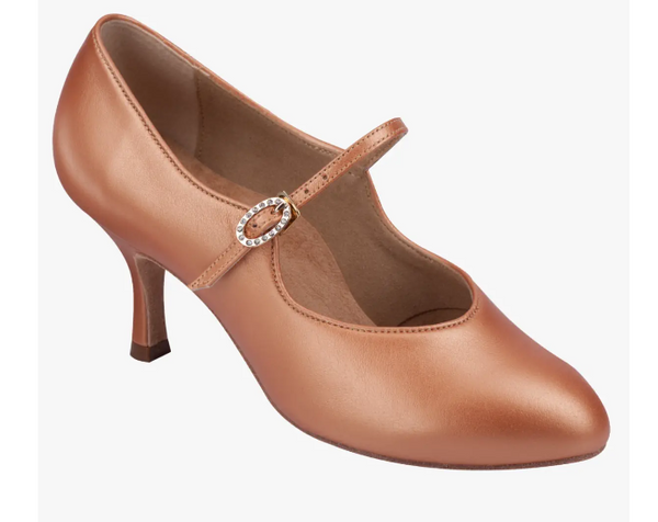 Australia-wide priority shipping with tracking is already included in the price of all Supadance Shoes.&nbsp; Nothing more to pay!&nbsp; Contact us for express options.

No return or exchange on this special order item.

Best Seller! Round toe court shoes with horizontal strap and oval diamante buckle
Classic Ladies Ballroom Shoes
Flesh Sateen Leather
'Sateen Leather' is a Leather fabric with the same shine that our satin fabric has, hence the name 'sateen' leather
Round toe design with horizontal strap
Ova