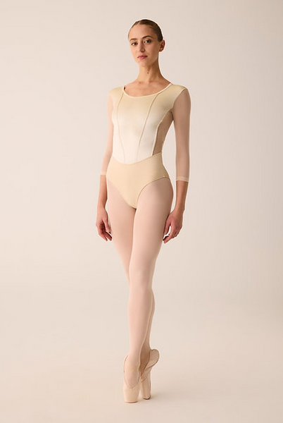 Free Australian Shipping - Best Price Delivered Worldwide from Dancewear For You.

For Ballet, Lyrical &amp; other dance styles discover this elegant, quality bodysuit with stretch velvet bodice and butterfly back closure, round neckline, 3/4 sleeves of delicate stretch net, crafted from high-tech, comfortable, breathable dance fabrics for dancers, blending tradition with modern innovation.

Design: Round, Scoop&nbsp;neckline, elegant velvet bodice, butterfly fastening on the back, and elasticated sleeves.

