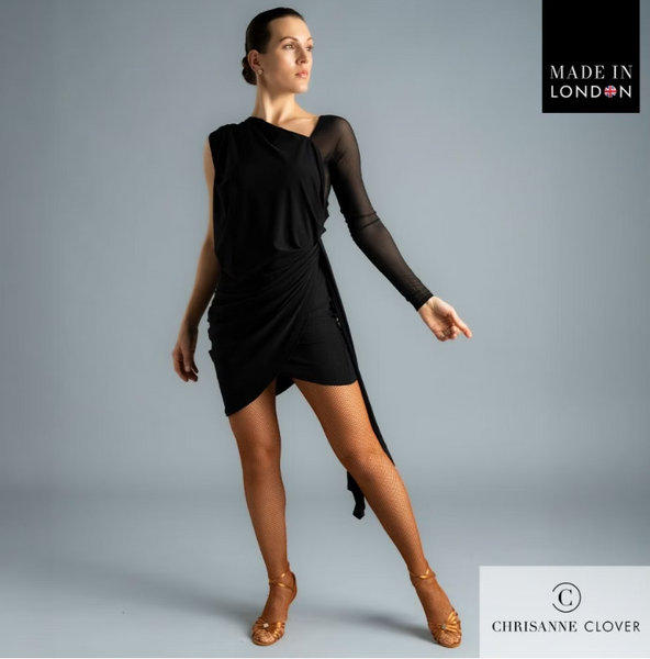FREE AUSTRALIA-WIDE SHIPPING.&nbsp; Best price worldwide with tracking.


Turn heads with the Eloise Latin Dress—a striking design that offers a unique look from every angle. This elegant one-sleeved practice dress is crafted from luxurious stretch crepe, featuring sophisticated draping that beautifully enhances the dancer’s silhouette.

A loose drape hangs freely, adding dramatic flair to your movements, while the single sheer stretch net sleeve introduces a delicate, translucent contrast against the opaqu