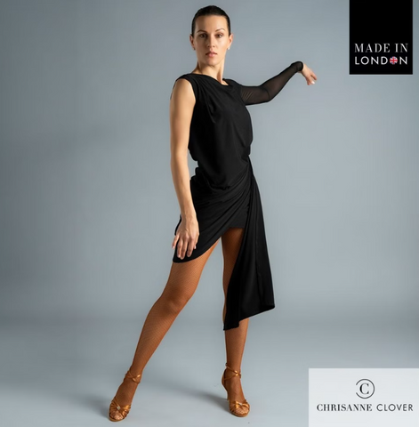 FREE AUSTRALIA-WIDE SHIPPING.&nbsp; Best price worldwide with tracking.


Turn heads with the Eloise Latin Dress—a striking design that offers a unique look from every angle. This elegant one-sleeved practice dress is crafted from luxurious stretch crepe, featuring sophisticated draping that beautifully enhances the dancer’s silhouette.

A loose drape hangs freely, adding dramatic flair to your movements, while the single sheer stretch net sleeve introduces a delicate, translucent contrast against the opaqu