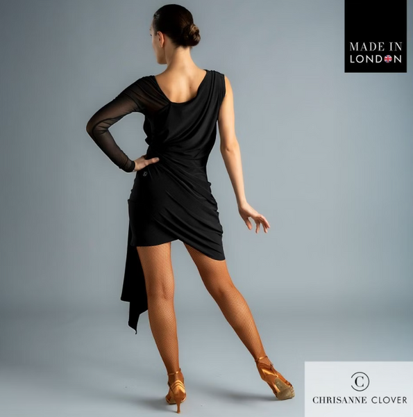 FREE AUSTRALIA-WIDE SHIPPING.&nbsp; Best price worldwide with tracking.


Turn heads with the Eloise Latin Dress—a striking design that offers a unique look from every angle. This elegant one-sleeved practice dress is crafted from luxurious stretch crepe, featuring sophisticated draping that beautifully enhances the dancer’s silhouette.

A loose drape hangs freely, adding dramatic flair to your movements, while the single sheer stretch net sleeve introduces a delicate, translucent contrast against the opaqu