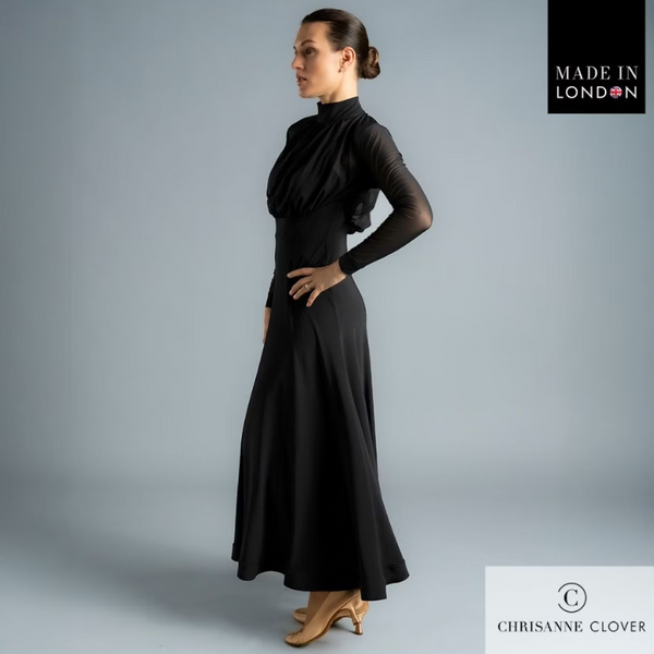 FREE AUSTRALIA-WIDE SHIPPING.&nbsp; Best price worldwide with tracking.

Elevate your performance with the Meredith Ballroom Dress—a true statement of sophistication and elegance. This stunning design features a dramatic stretch net bodice, meticulously ruched to perfection and finished with a high neckband. Beneath, a sweetheart stretch crepe shoulder strap top with adjustable straps provides both comfort and support.

The skirt flows gracefully with a flared hem enhanced by hidden crinoline, creating beau
