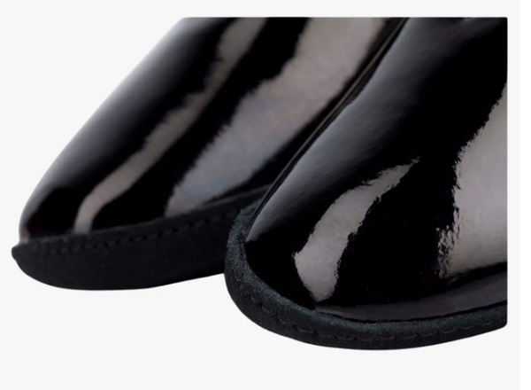 Best Seller! Men's Ballroom Shoe with the our New Curved Low Heel.
Elegant Black Patent design.
Regular fitting.
Split Sole.
Our suede sole, curves around the inside edges of the toe area to prevent scuffing on the patent.
1" Curved Cushioned Heel.

The curved heel is a new design feature where the heel curves up at the back and is cushioned in the centre, in order to help with heel leads.

This is very similar to our Low-Cushioned Heel except it has the extra feature of the curvature at the back.