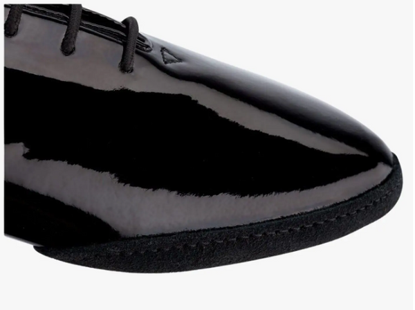 Style 8510 - Black Patent - Mens Professional Ballroom Dancing Shoes in Black Patent with Curved Low Heel for Dance Practice, Performance & DanceSport Competitions