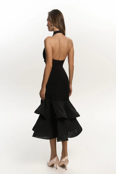 Skirt Evelyn in Black | Ballroom Dance Skirt with Side Split and Layered, Ruffled Skirts | Black Ballroom Dance Skirt for Practice, Performance, Medal Exams & Competition