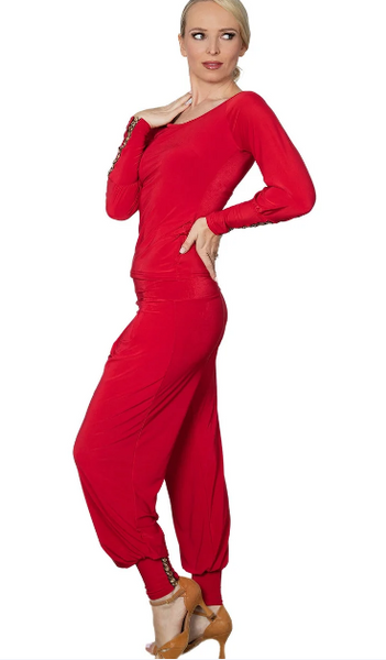 Circle Embellished Harem Pants P2402 in Various Colours | Stretch, Wrinkle Resistant Pants for Evening Wear, Social Dancing, Dance Practice, Day Wear with Decorative Ankle Cuff