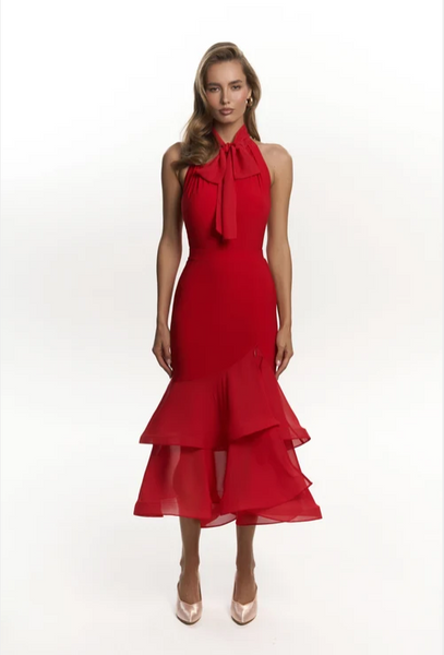 Free Australian Shipping - Best price worldwide.

Confident, feminine and full of character. The Tiara Bodysuit in red highlights a graceful sleeveless silhouette, elevated by a soft chiffon bow at the neck. The vibrant colour brings energy and presence while the design keeps the look elegant and timeless. A piece that makes every entrance feel a little more powerful.

Hipster bottom
Snap button closure at the hem

Made of the light and stretchy fabric
Removable cups
