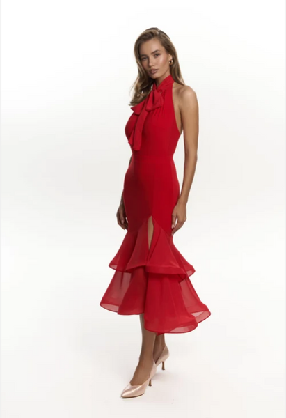 Free Australian Shipping - Best price worldwide.

Confident, feminine and full of character. The Tiara Bodysuit in red highlights a graceful sleeveless silhouette, elevated by a soft chiffon bow at the neck. The vibrant colour brings energy and presence while the design keeps the look elegant and timeless. A piece that makes every entrance feel a little more powerful.

Hipster bottom
Snap button closure at the hem

Made of the light and stretchy fabric
Removable cups