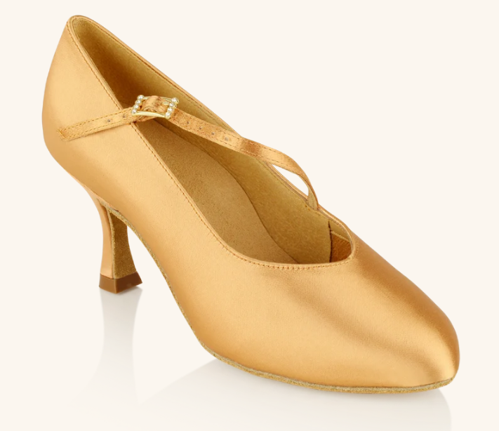 Ray Rose 116 Rockslide Flesh Satin Ballroom Shoe | Ladies Ballroom Dance Shoe with Round Toe and Single Strap