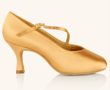 Ray Rose 116 Rockslide Flesh Satin Ballroom Shoe | Ladies Ballroom Dance Shoe with Round Toe and Single Strap