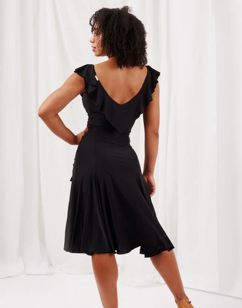 Bardot Ruffle Dress in Black