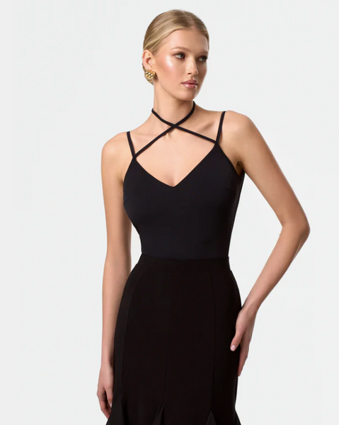 Bodysuit Camilla | Sleeveless Open Back Bodysuit with Feature Tie Neckline for Ballroom & Latin Dance Practice, Performance & Shows | Evening Wear & Party Outfit
