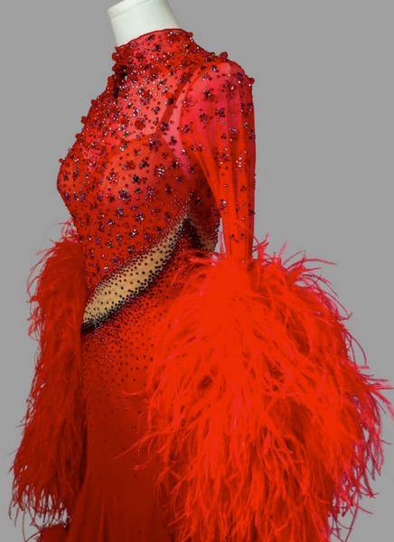 SALE EM Couture - Galaxy Red Ballroom Dress - Sponsored Dress Gently Worn
