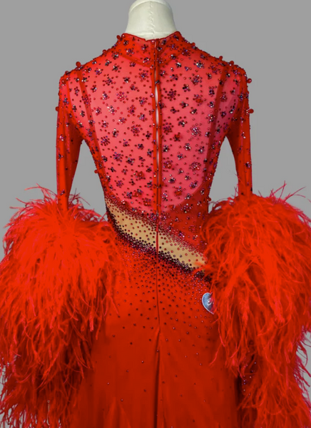SALE EM Couture - Galaxy Red Ballroom Dress - Sponsored Dress Gently Worn