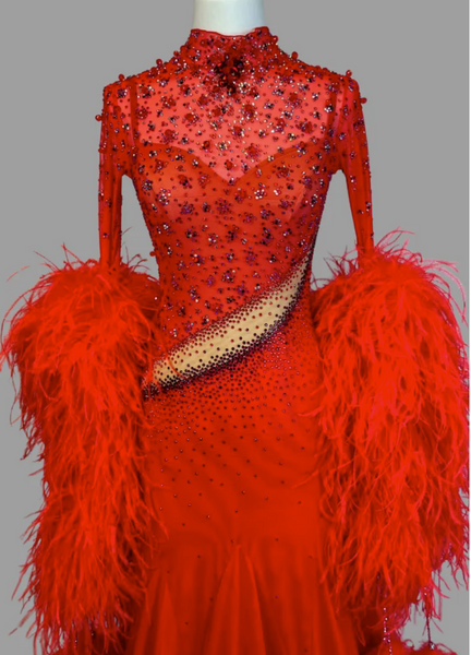 SALE EM Couture - Galaxy Red Ballroom Dress - Sponsored Dress Gently Worn