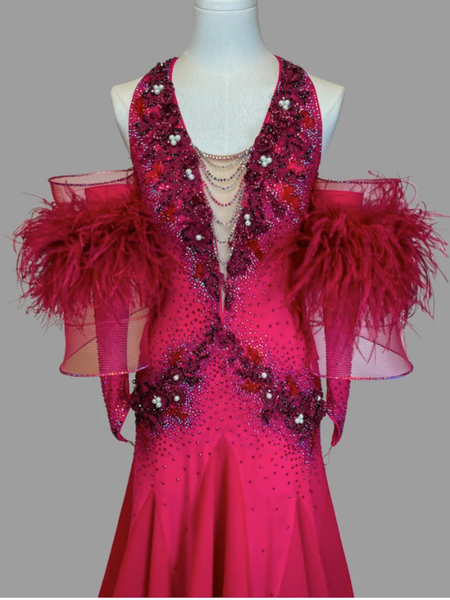 SALE EM Couture - Scarlet Cherry Ballroom Dress - Sponsored Dress Gently Worn
