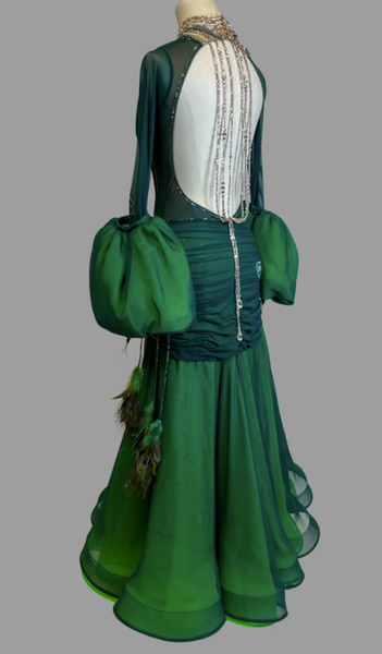 SALE EM Couture - Emerald Glow Ballroom Dress - Sponsored Dress Gently Worn