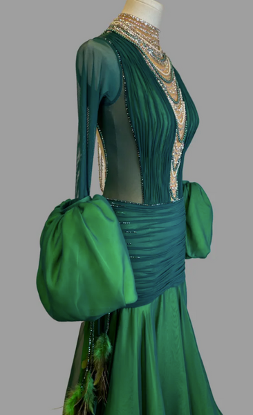 SALE EM Couture - Emerald Glow Ballroom Dress - Sponsored Dress Gently Worn
