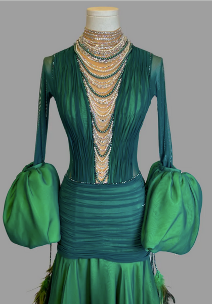SALE EM Couture - Emerald Glow Ballroom Dress - Sponsored Dress Gently Worn